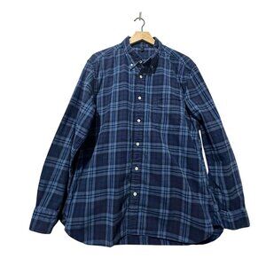 Muji Men’s Flannel Plaid Button Down 2 Long Sleeve Shirt XL Cotton